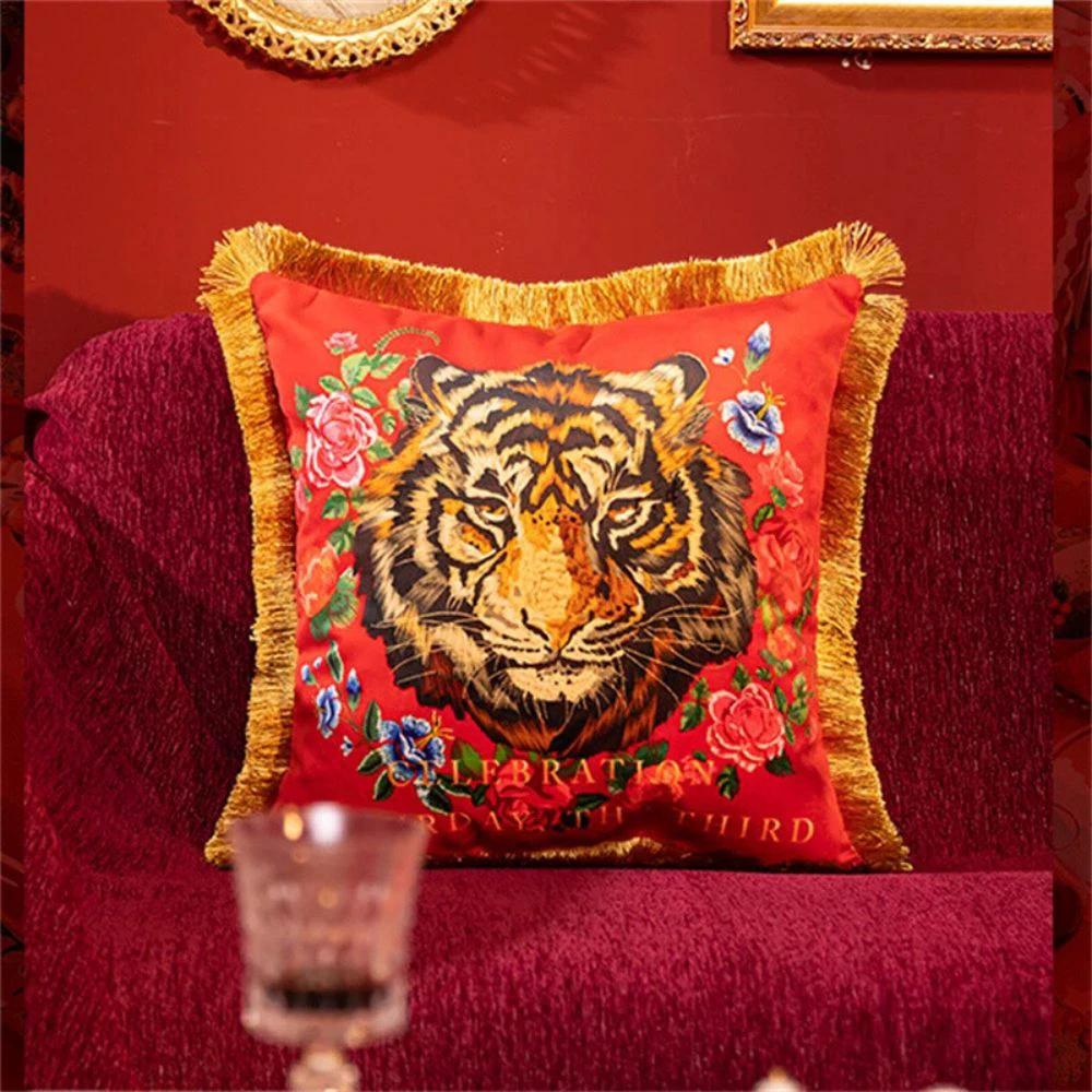 Regal Tiger Artistic Velvet Cushion Cover by Casa & Beyond