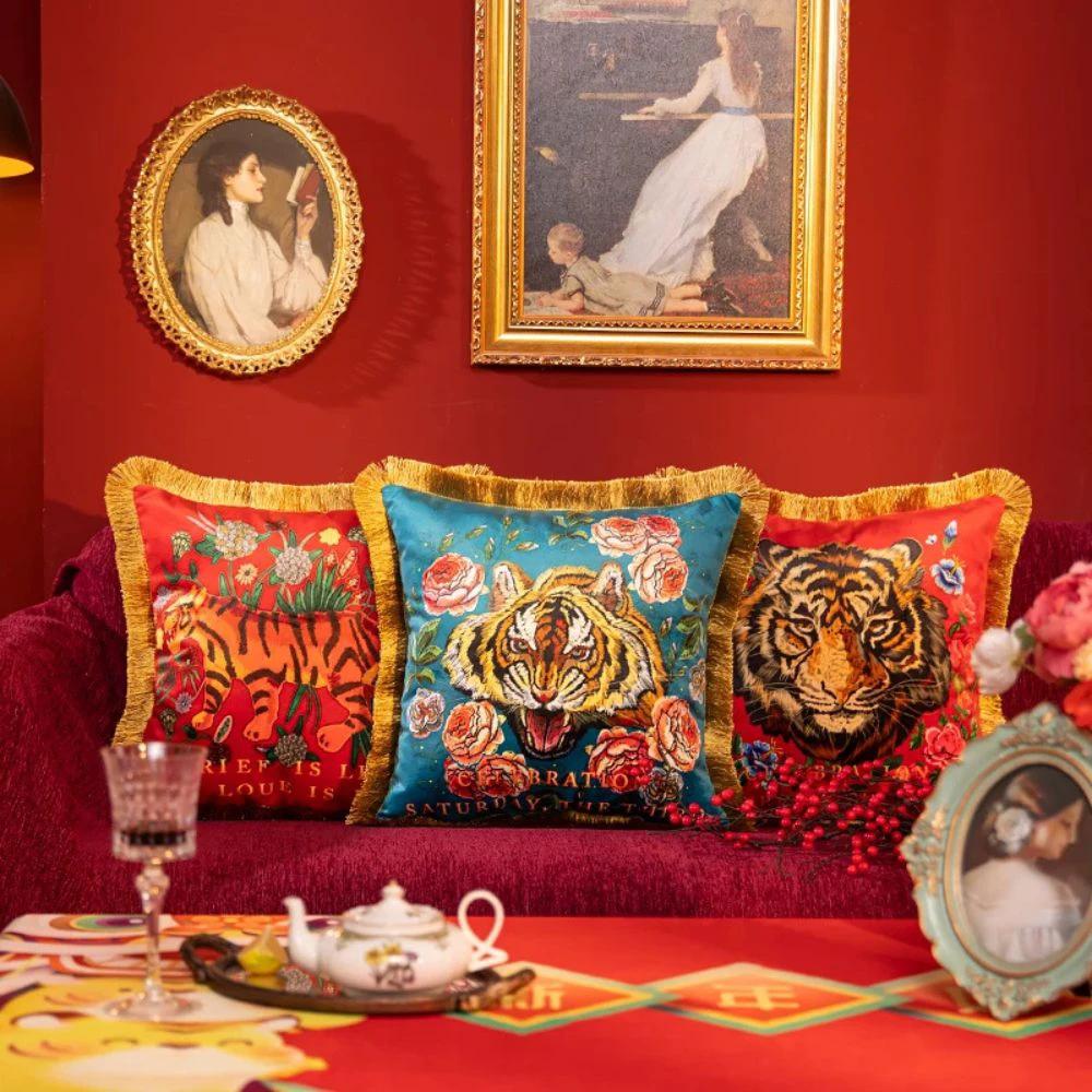 Regal Tiger Artistic Velvet Cushion Cover by Casa & Beyond