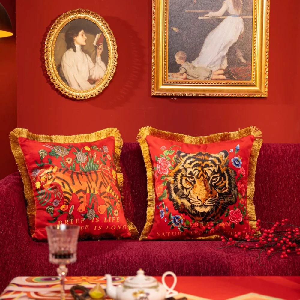 Regal Tiger Artistic Velvet Cushion Cover by Casa & Beyond