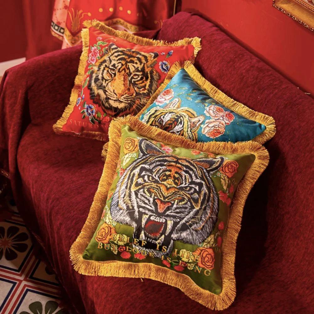 Regal Tiger Artistic Velvet Cushion Cover by Casa & Beyond