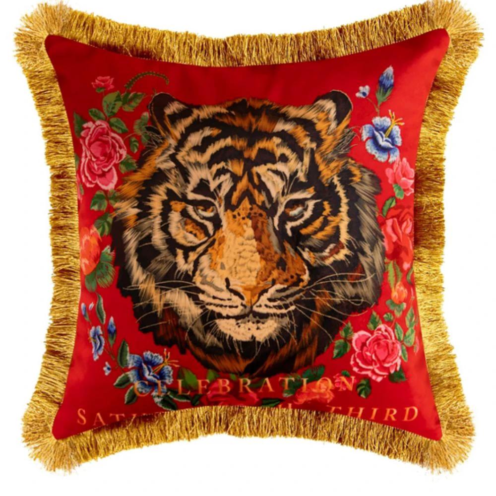 Regal Tiger Artistic Velvet Cushion Cover by Casa & Beyond