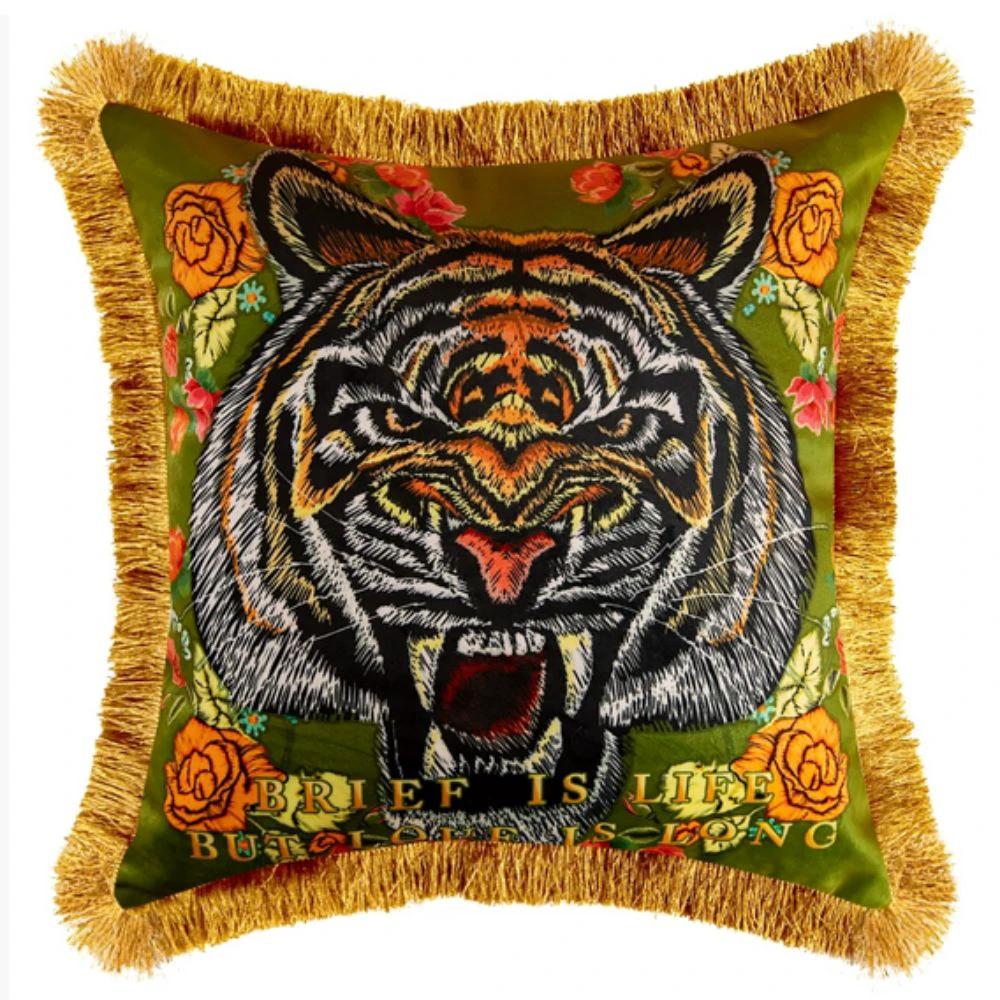 Regal Tiger Artistic Velvet Cushion Cover by Casa & Beyond
