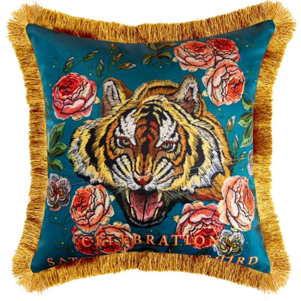 Regal Tiger Artistic Velvet Cushion Cover by Casa & Beyond
