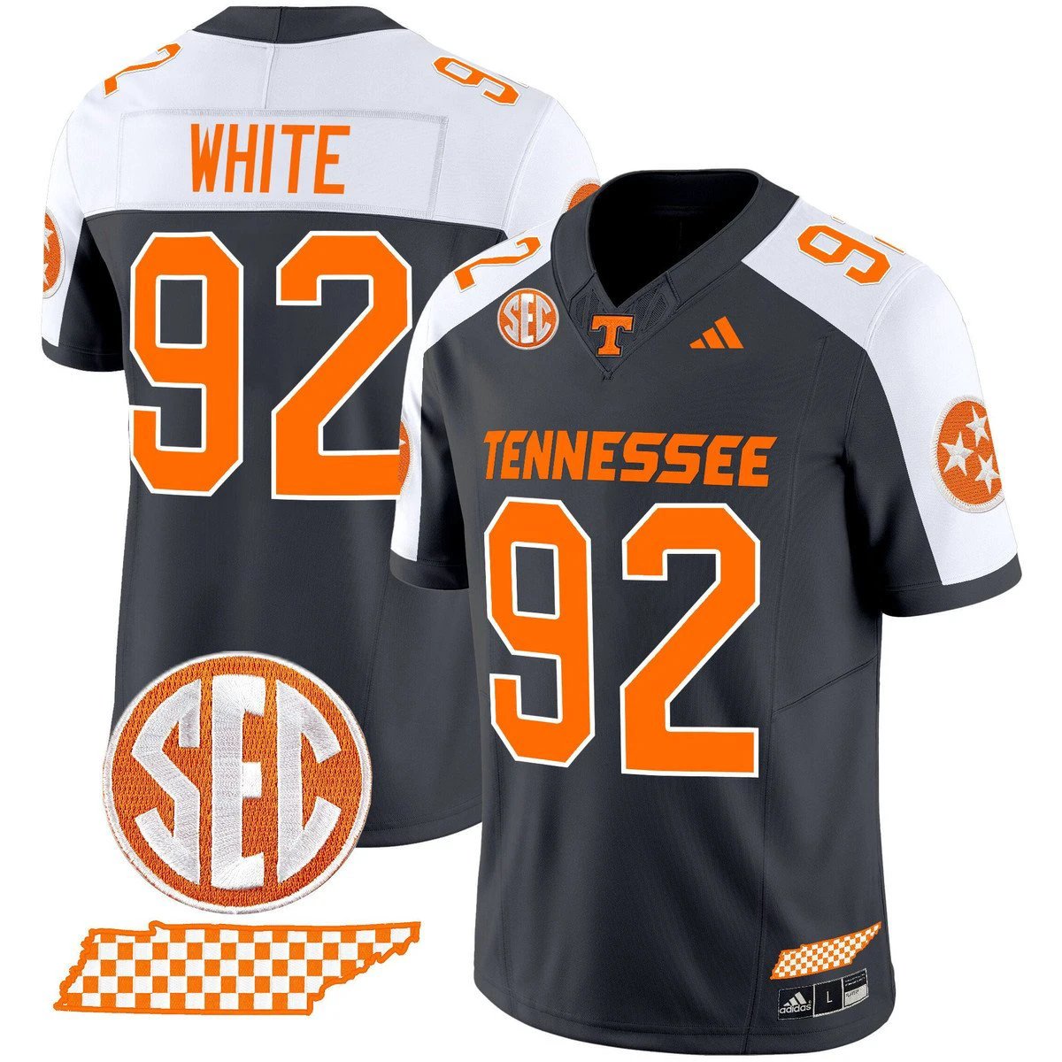 Reggie White Jersey #92 Tennessee Vols Rebrand 2026 Checkerboard Grey Alter by My Store NCAA Football Jerseys