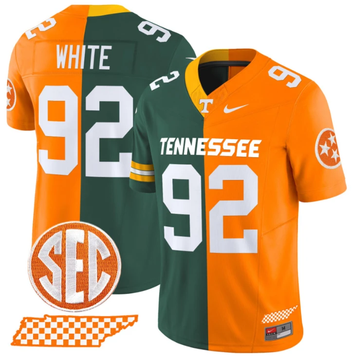 Reggie White Jersey Packers #92 Tennessee Volunteers Split Vapor Football by NCAA Football Jersey