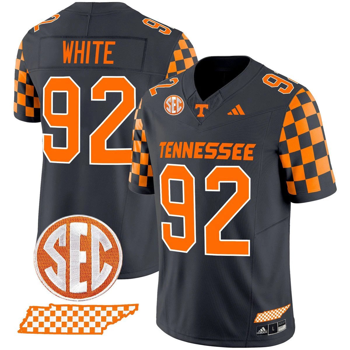 Reggie White Jersey #92 Tennessee Vols Rebrand 2026 Checkerboard Smokey Grey by My Store NCAA Football Jerseys