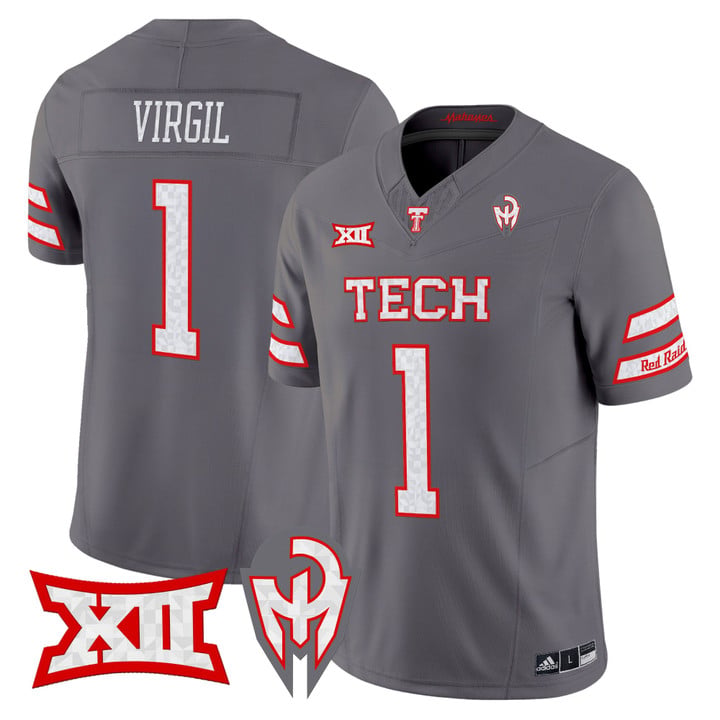 Reggie Virgil Jersey #1 Texas Tech Red Raiders Too Cold Vapor Stitched by My Store NCAA Football Jerseys