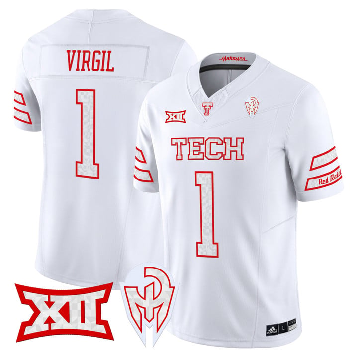 Reggie Virgil Jersey #1 Texas Tech Red Raiders Too Cold Vapor Stitched by My Store NCAA Football Jerseys