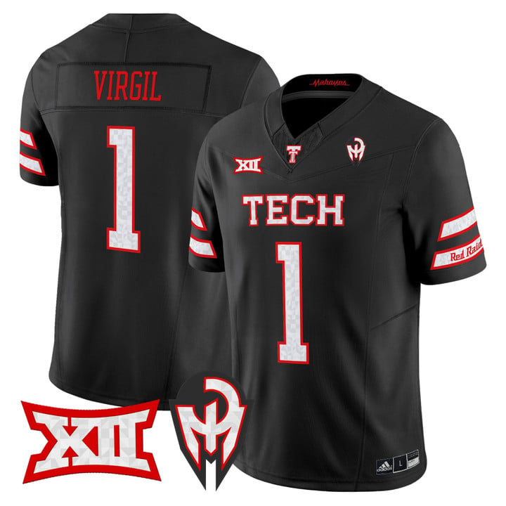 Reggie Virgil Jersey #1 Texas Tech Red Raiders Too Cold Vapor Stitched by My Store NCAA Football Jerseys