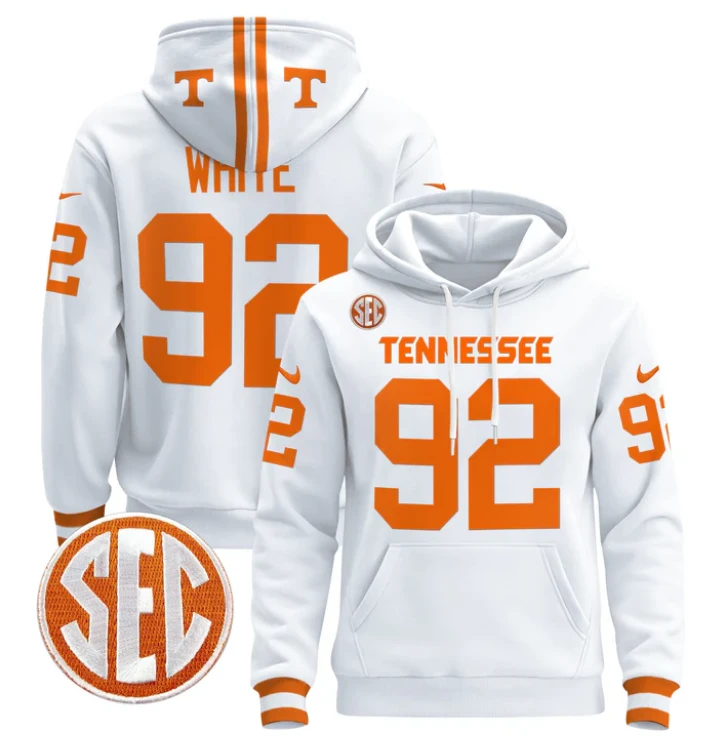 Reggie White Hoodie #92 Tennessee Volunteers Pullover Stitched by Hoodie Pullover