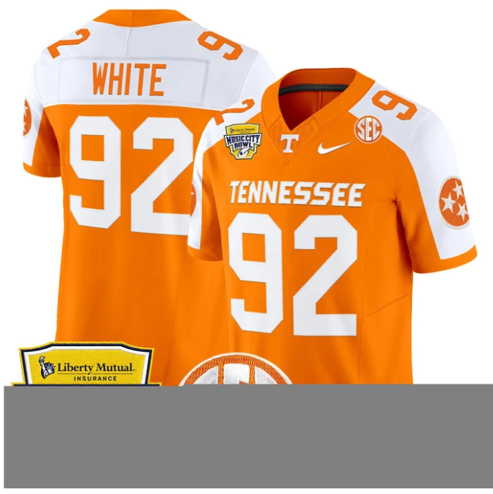 Reggie White Jersey #92 Tennessee Vols 2025 Music City Bowl Stitched by My Store NCAA Football Jerseys