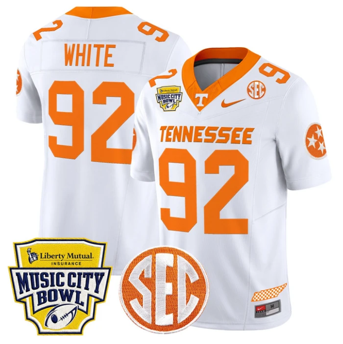 Reggie White Jersey #92 Tennessee Vols 2025 Music City Bowl Stitched by My Store NCAA Football Jerseys