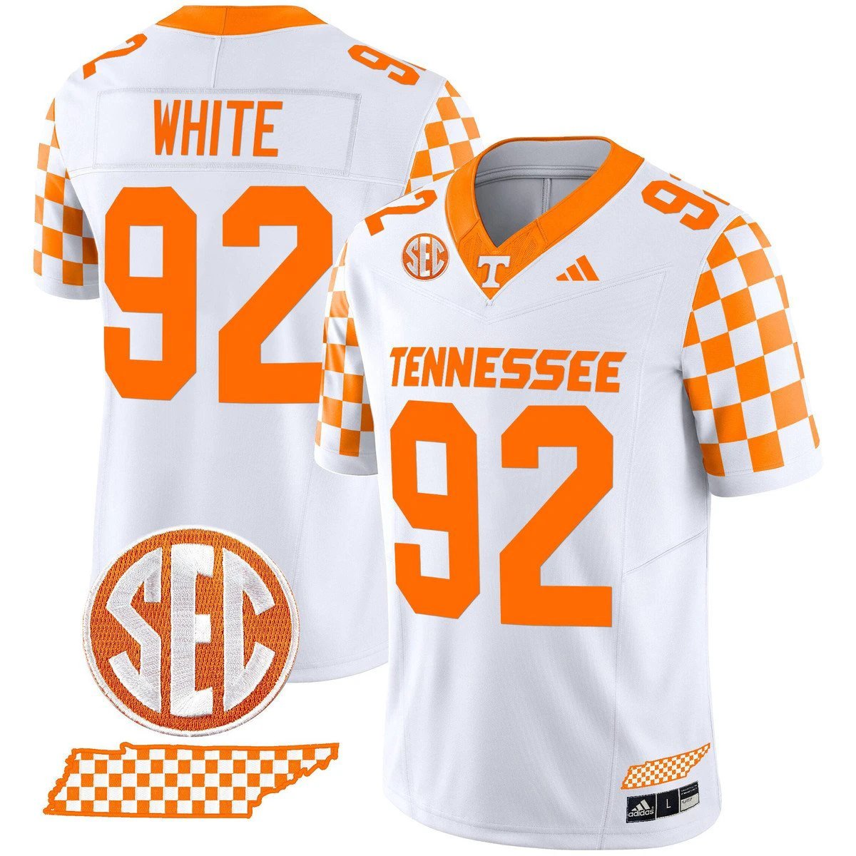 Reggie White Jersey #92 Tennessee Vols Rebrand 2026 Checkerboard by My Store NCAA Football Jerseys