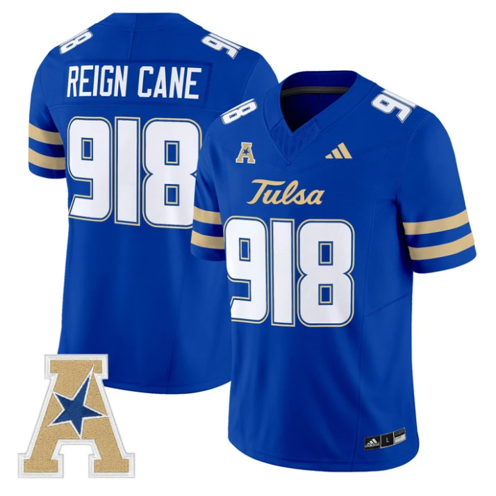 Reign Cane Jersey #918 Tulsa Golden Hurricane 2025 Vapor Stitched Royal by My Store NCAA Football Jerseys