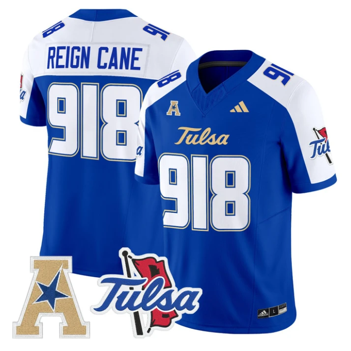 Reign Cane Jersey #918 Tulsa Golden Hurricane 2025 Vapor Stitched Royal Alter by My Store NCAA Football Jerseys