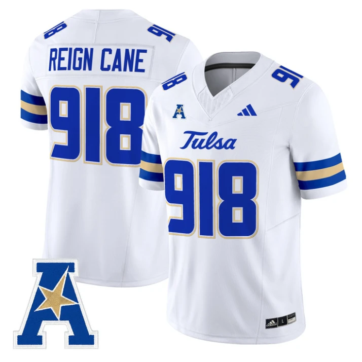 Reign Cane Jersey #918 Tulsa Golden Hurricane 2025 Vapor Stitched White by My Store NCAA Football Jerseys