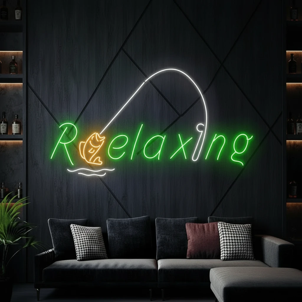 Relaxing Neon Led Sign Fishing Fish Club Neon Sign by Neonchics