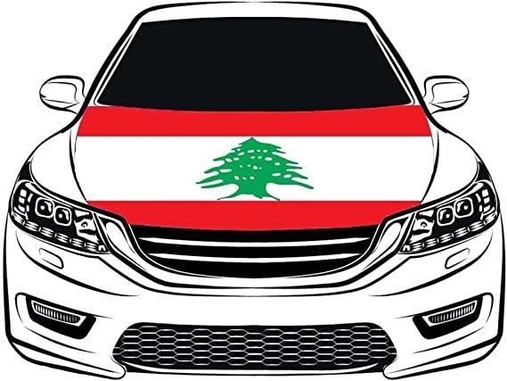 Lebanese flag Car Hood Cover Flag , Engine Banner Flag of Lebanon,3.3X5ft,/6X7FT100% Polyester Elastic Fabrics Can be Washed by flagsshop