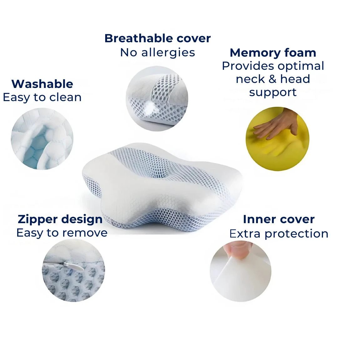 RestAlign Neck Pain Orthopedic Pillow | Cervical Cooling Memory Foam Pillow - Neck Pain Relief - Spinal Alignment Support Pillow Bowlift by Bowlift