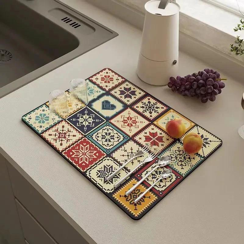 Retro-Quick-drying Drain Mat for Kitchen & Counters by BowLift