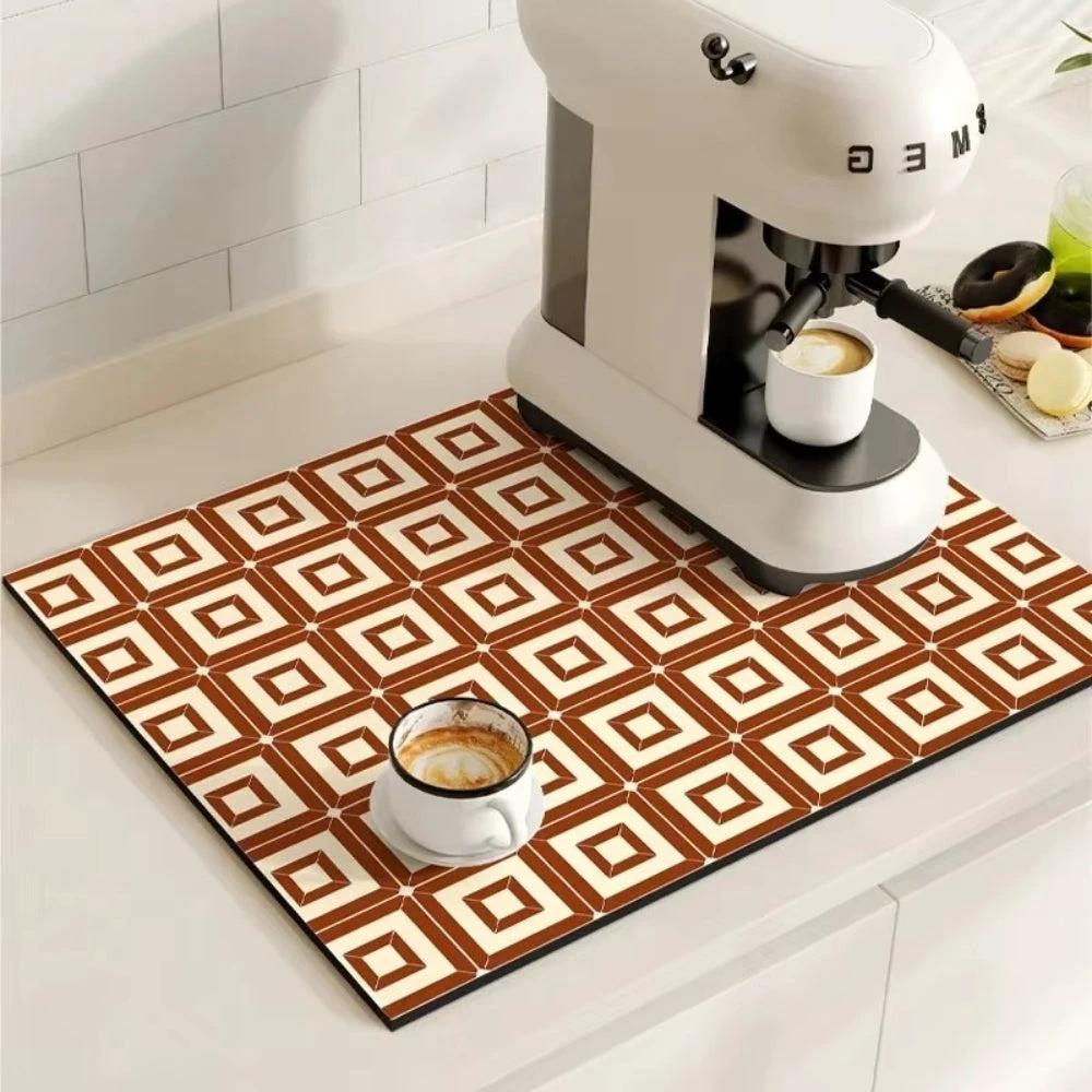 Retro Tile Design Absorbent Coffee Mat by Casa & Beyond