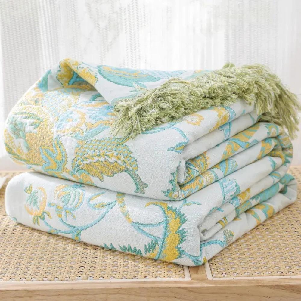 Reverie Floral Tassel Cotton Blanket by Casa & Beyond
