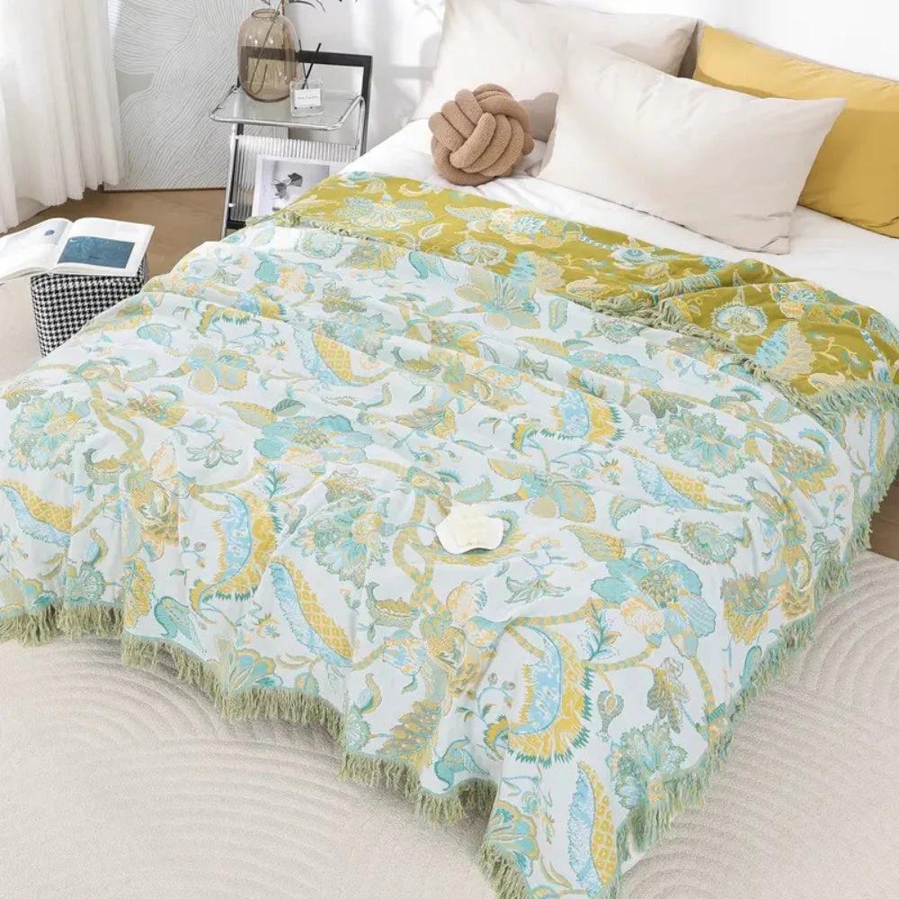 Reverie Floral Tassel Cotton Blanket by Casa & Beyond