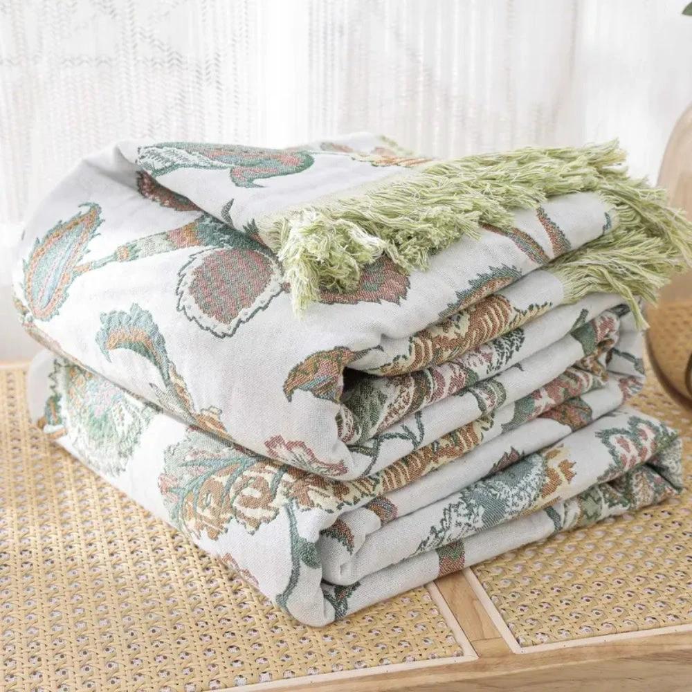 Reverie Floral Tassel Cotton Blanket by Casa & Beyond