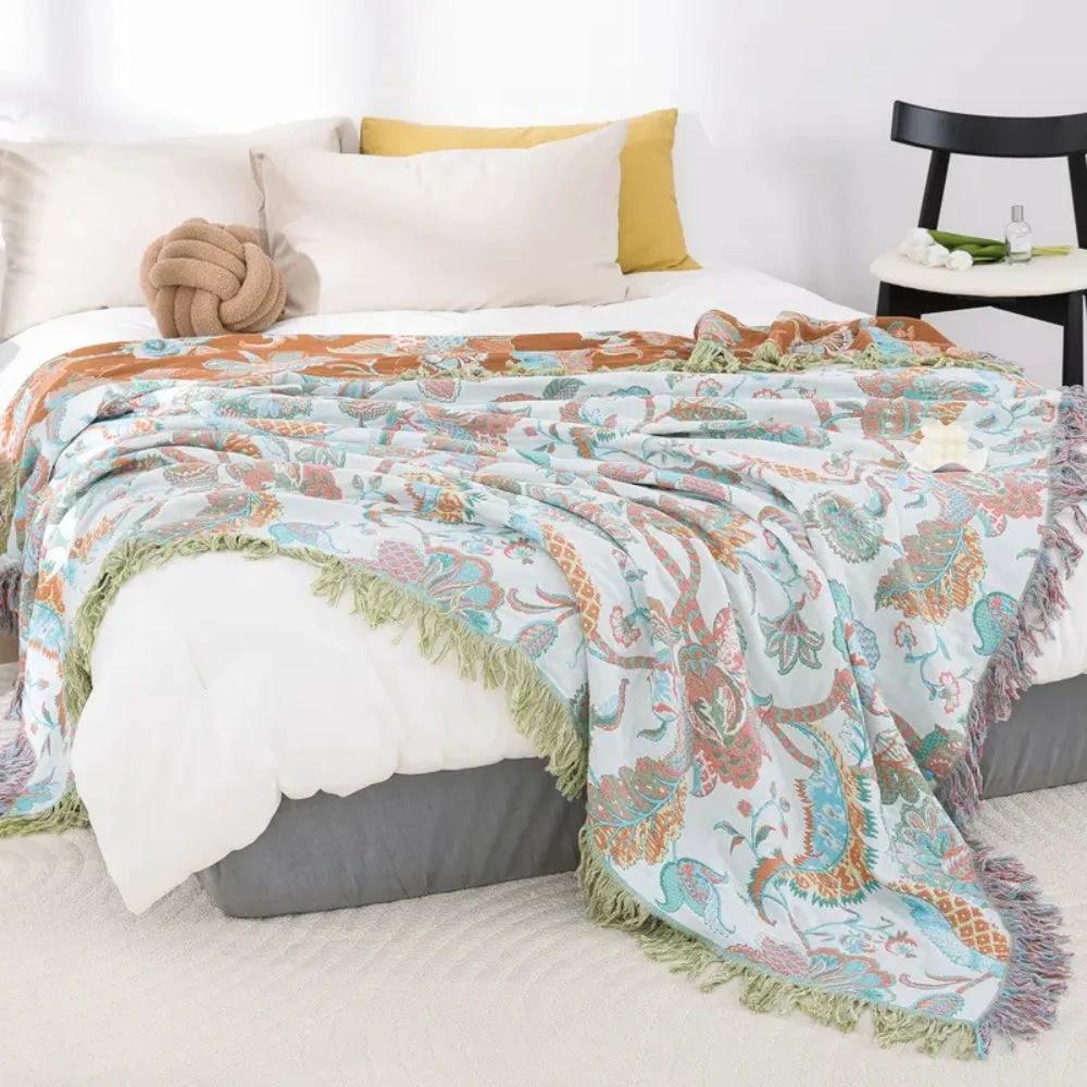Reverie Floral Tassel Cotton Blanket by Casa & Beyond