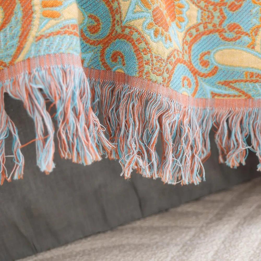 Reversible Paisley Bohemian Cotton Blanket by Casa & Beyond