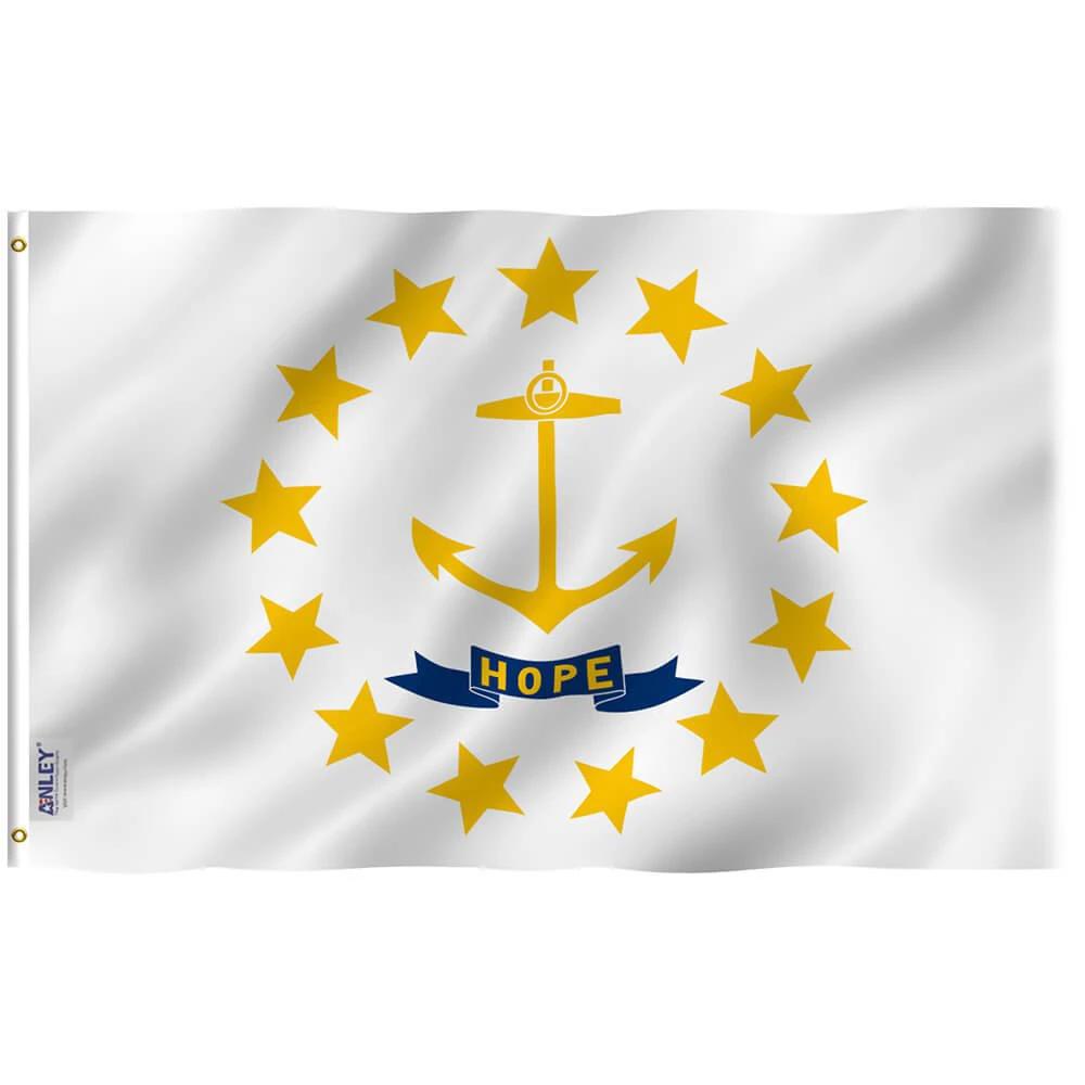 Rhode Island State Flag - Rhode Island RI Flag Polyester with Brass Grommets 3X5Ft Banner USA by flagsjustdoit