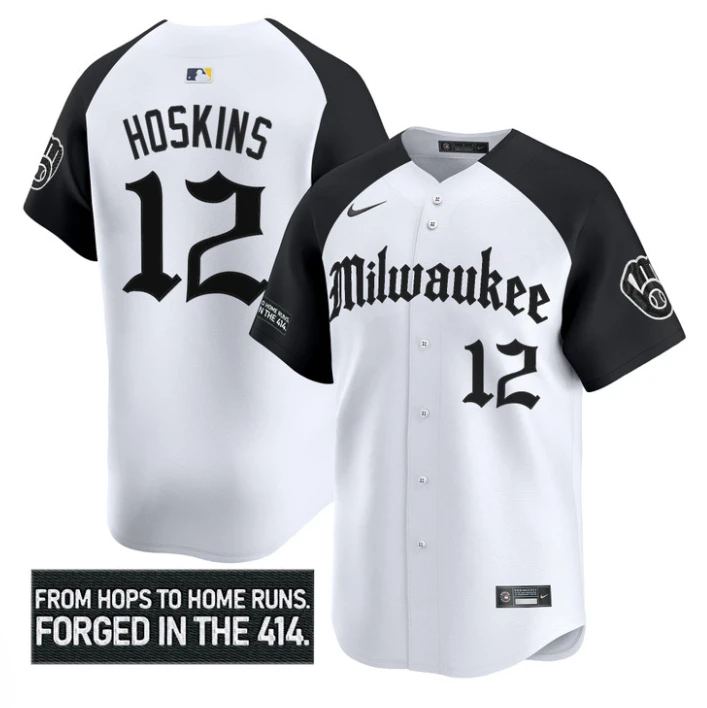 Rhys Hoskins Jersey #12 Milwaukee Brewers Gothic 414 Shadows Edition Alternate by My Store