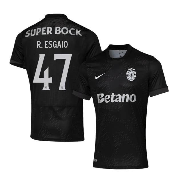 Ricardo Esgaio 47 Sporting CP 2025-26 Away Match Jersey – Black by Soccer Jersey
