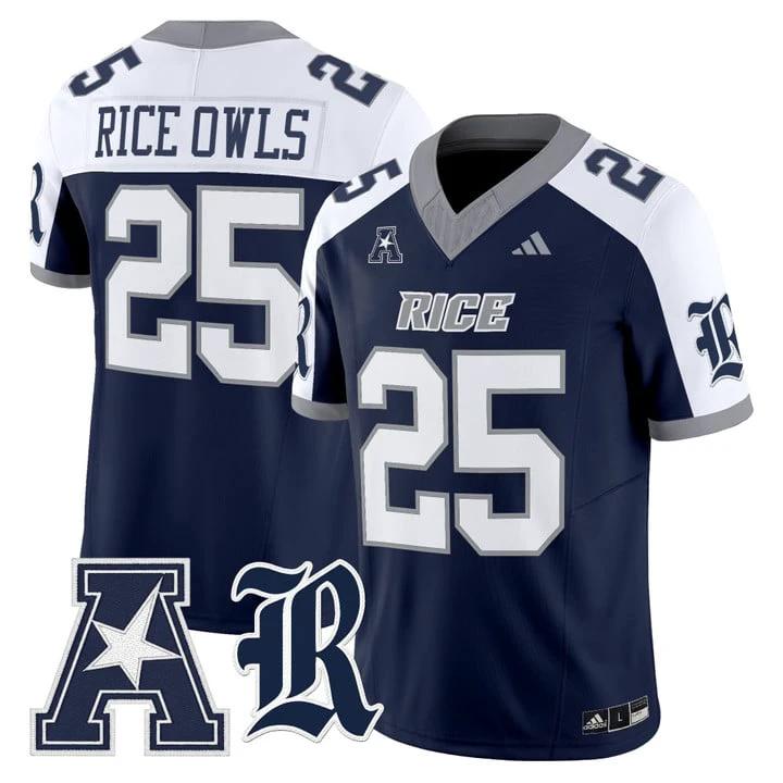 Rice Owls Jersey #25 Rice Owls 2025 Vapor Limited Stitched by My Store NCAA Football Jerseys