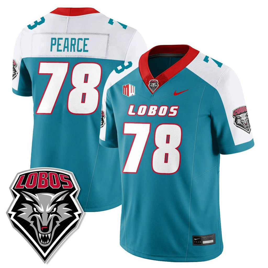 Richard Pearce Jersey #78 UNM Lobo Football 2025 All Stitched Alternate by My Store NCAA Football Jerseys