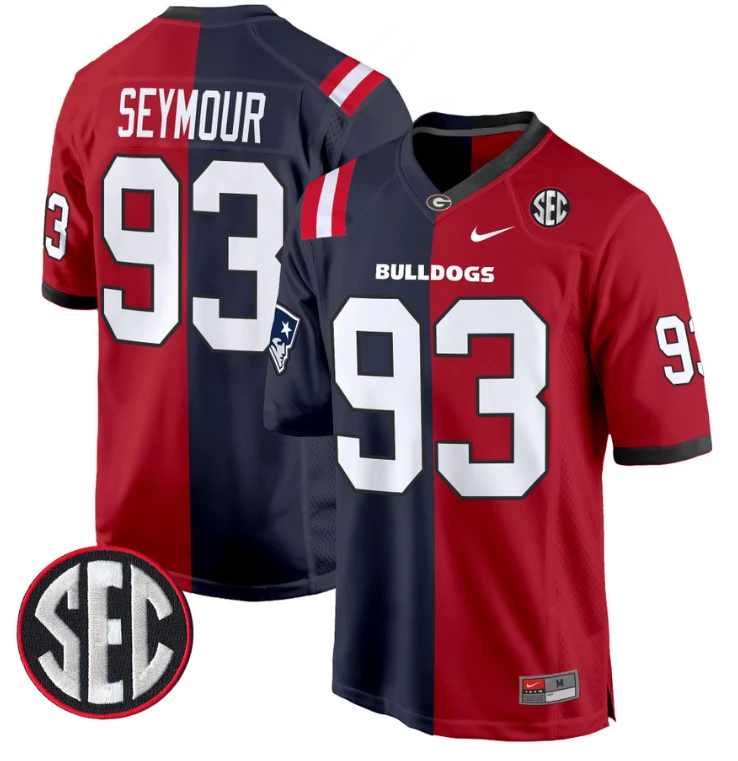 Richard Seymour Jersey #93 Georgia Bulldogs Split Football Game All Stitched by My Store