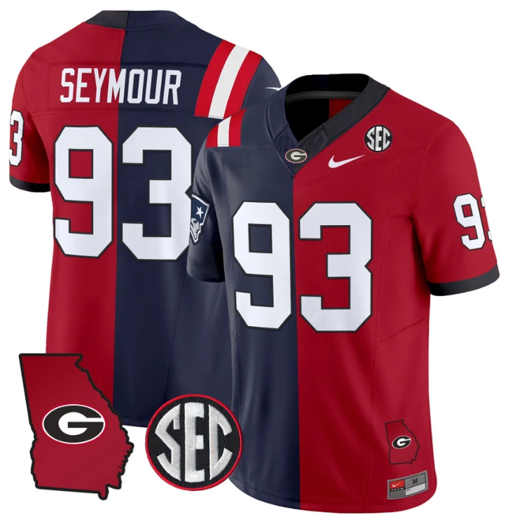 Richard Seymour Jersey #93 Georgia Bulldogs Split Vapor Limited Football Stiched by My Store