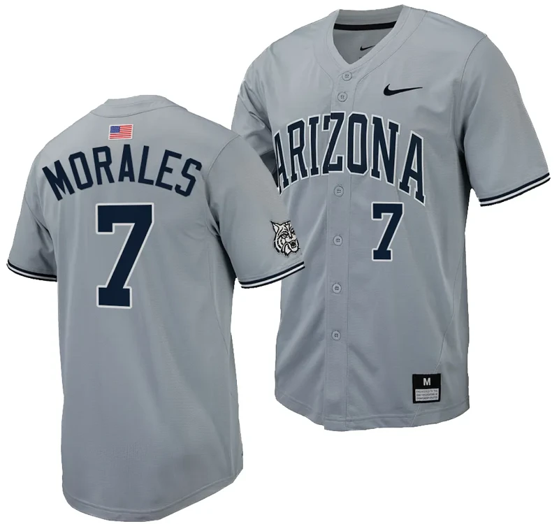 Richie Morales Jersey #7 Arizona Wildcats Replica Baseball Full-Button Gray by My Store