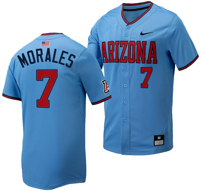 Richie Morales Jersey #7 Arizona Wildcats Replica Baseball Full-Button Light Blue by My Store