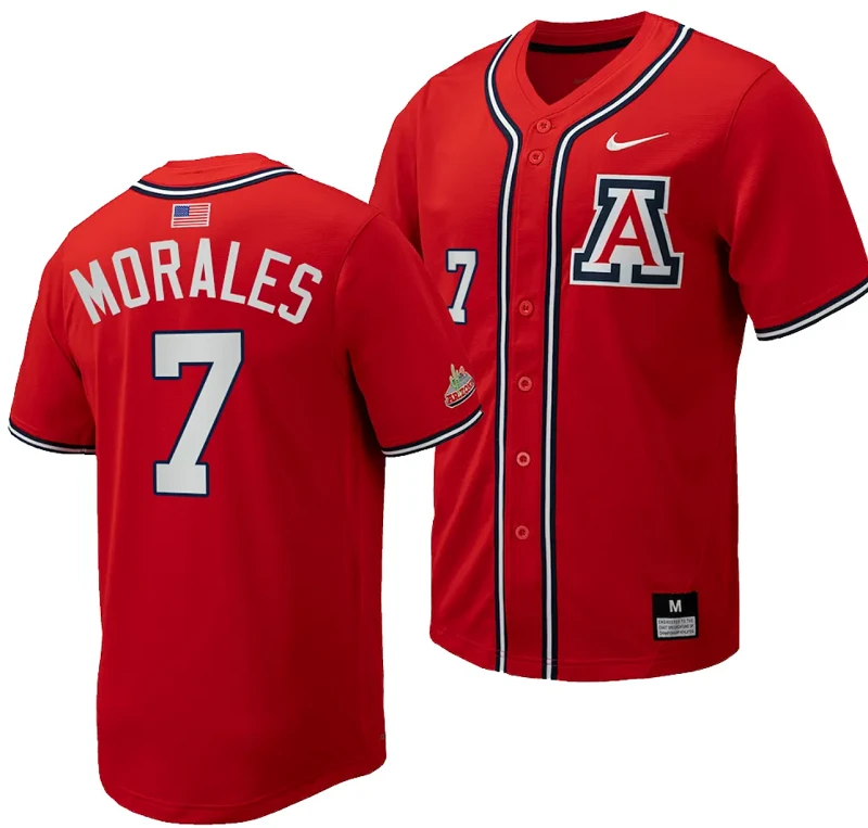 Richie Morales Jersey #7 Arizona Wildcats Replica Baseball Full-Button Red by My Store