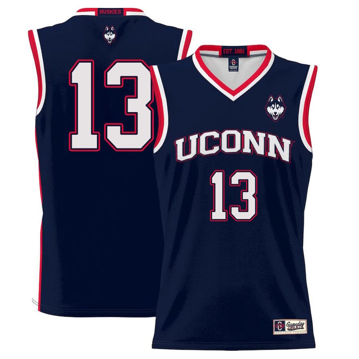 Richie Springs Jersey UConn Huskies College Basketball No Name Navy #13 by My store basketball