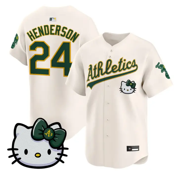 Rickey Henderson Jersey #24 Athletics Hello Kitty Vapor Premier Stitched by My Store