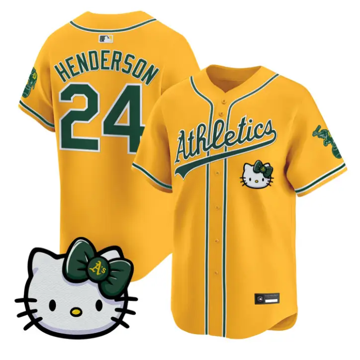 Rickey Henderson Jersey #24 Athletics Hello Kitty Vapor Premier Stitched by My Store