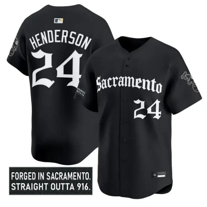 Rickey Henderson Jersey #24 Athletics Sacramento Gothic Edition Stitched by My Store