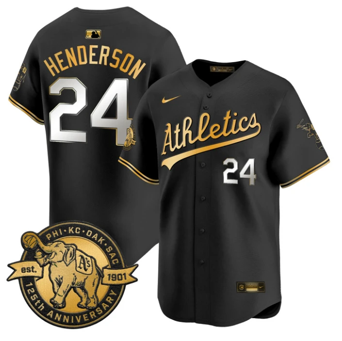 Rickey Henderson Jersey #24 Oakland Athletics 125th Anniversary Stitched by My Store