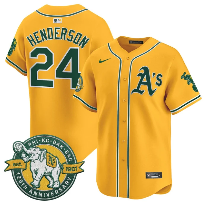 Rickey Henderson Jersey #24 Oakland Athletics 125th Anniversary Stitched by My Store