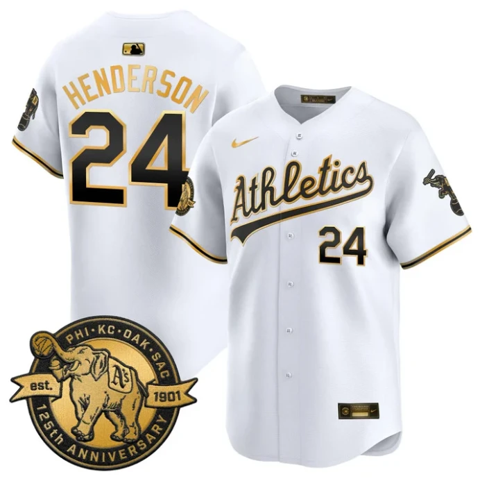 Rickey Henderson Jersey #24 Oakland Athletics 125th Anniversary Stitched by My Store