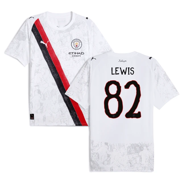 Rico Lewis 82 Manchester City 2025-26 Match Jersey – White by Soccer Jersey