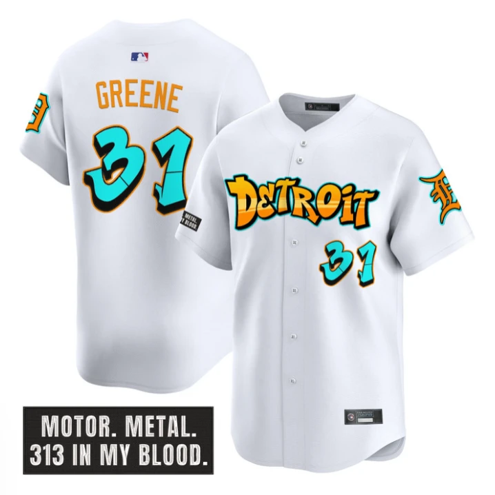 Riley Greene Jersey #31 Detroit Tigers Graffiti Motor City Edition White by My Store