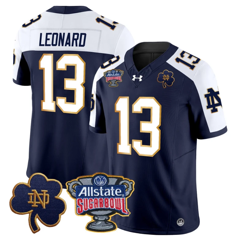 Riley Leonard Jersey #13 Notre Dame 2024 Sugar Bowl Patch Football Alternate by NCAA Football Jersey